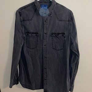 Zara Black Denim Long Sleeve Shirt